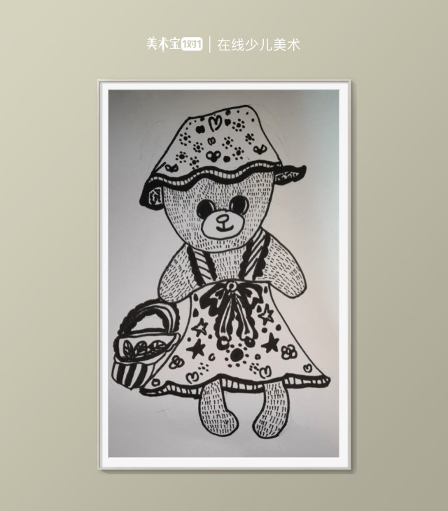 线描简单装饰《可爱的玩具熊》